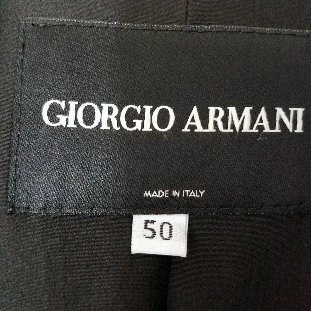 Giorgio Armani Size 14 Navy Blue Pin Lama Wool Blend Blazer Suit Coat Jacket - Picture 16 of 16